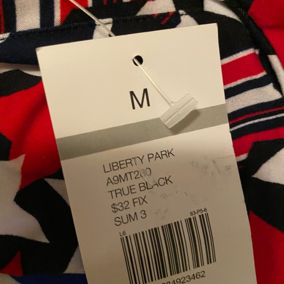 LIBERTY PARK TSHIRT blouse tie front patriotic July 4th RED,WHITE,BLUE Med - Picture 5 of 5